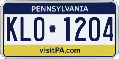 PA license plate KLO1204