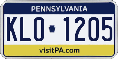 PA license plate KLO1205