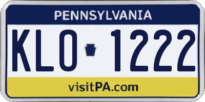 PA license plate KLO1222