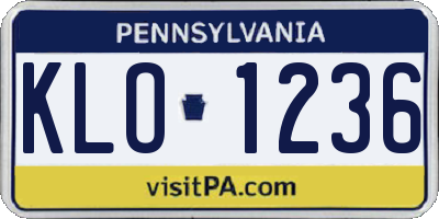 PA license plate KLO1236