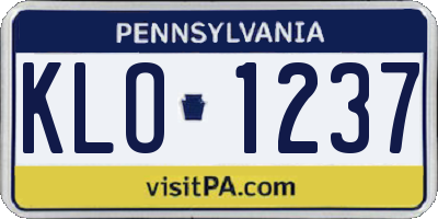 PA license plate KLO1237