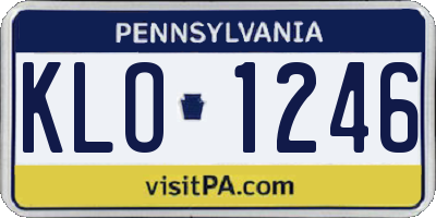 PA license plate KLO1246