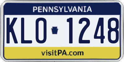 PA license plate KLO1248
