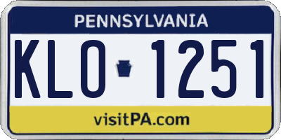 PA license plate KLO1251