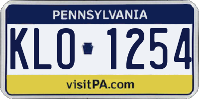 PA license plate KLO1254