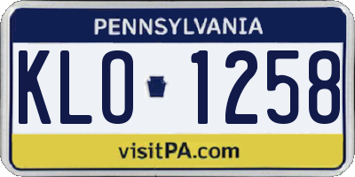 PA license plate KLO1258
