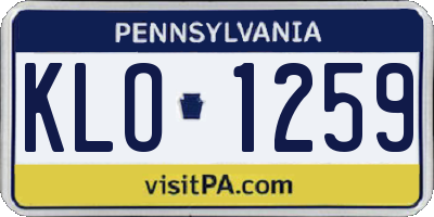 PA license plate KLO1259