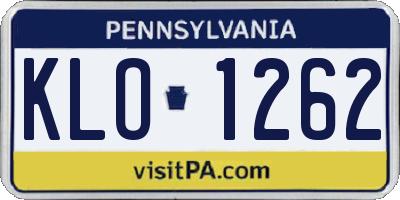 PA license plate KLO1262