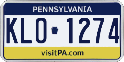 PA license plate KLO1274