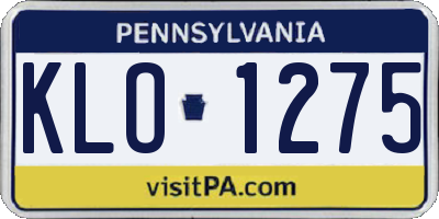 PA license plate KLO1275