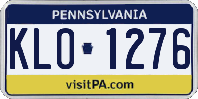 PA license plate KLO1276