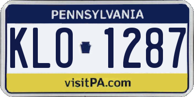 PA license plate KLO1287