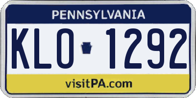PA license plate KLO1292