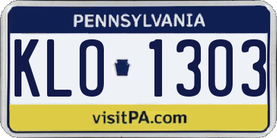 PA license plate KLO1303