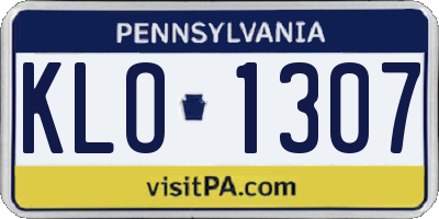 PA license plate KLO1307