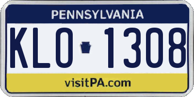 PA license plate KLO1308