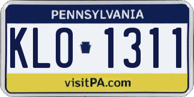 PA license plate KLO1311
