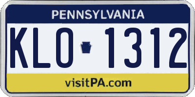 PA license plate KLO1312