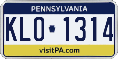 PA license plate KLO1314