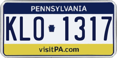 PA license plate KLO1317