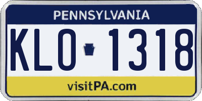 PA license plate KLO1318