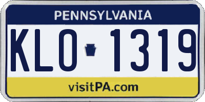 PA license plate KLO1319