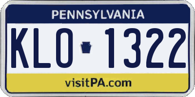 PA license plate KLO1322