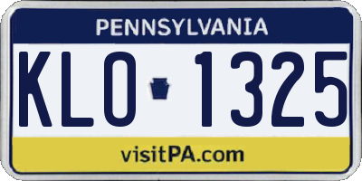 PA license plate KLO1325