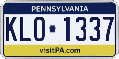 PA license plate KLO1337