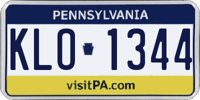 PA license plate KLO1344