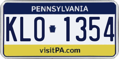 PA license plate KLO1354