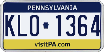 PA license plate KLO1364