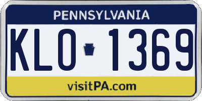 PA license plate KLO1369