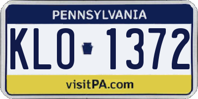 PA license plate KLO1372