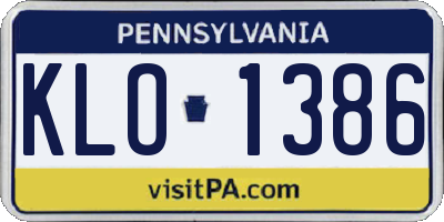 PA license plate KLO1386
