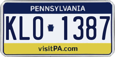 PA license plate KLO1387
