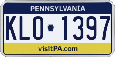 PA license plate KLO1397