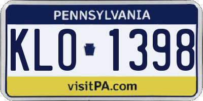 PA license plate KLO1398