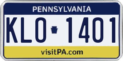 PA license plate KLO1401