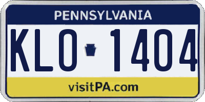 PA license plate KLO1404