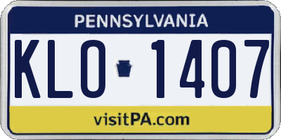 PA license plate KLO1407