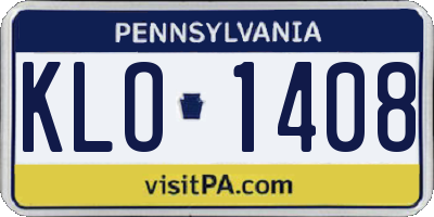 PA license plate KLO1408