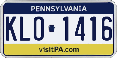PA license plate KLO1416