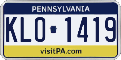 PA license plate KLO1419