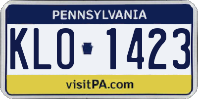 PA license plate KLO1423