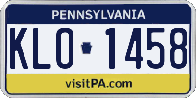 PA license plate KLO1458