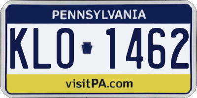 PA license plate KLO1462