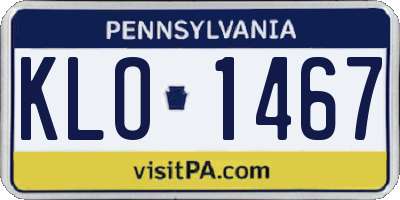 PA license plate KLO1467