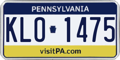 PA license plate KLO1475