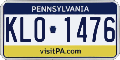 PA license plate KLO1476